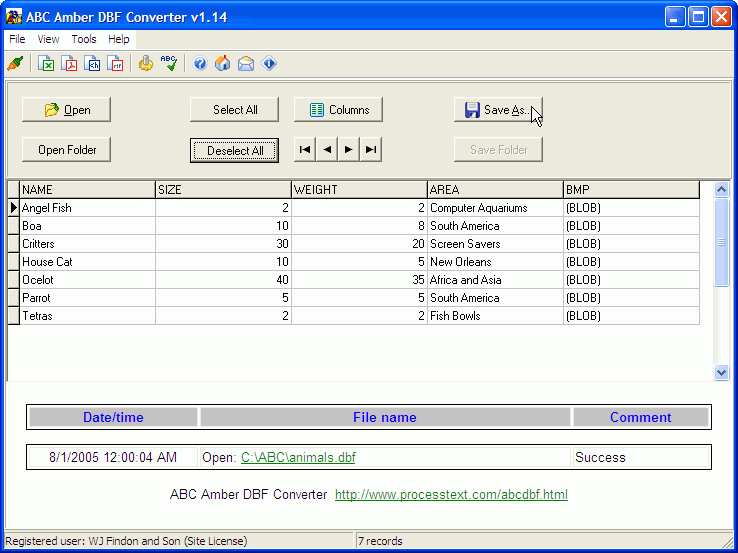 ABC Amber DBF Converter Screenshot